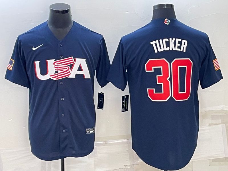 Men 2023 World Cub USA #30 Tucker Blue Nike MLB Jersey4->more jerseys->MLB Jersey